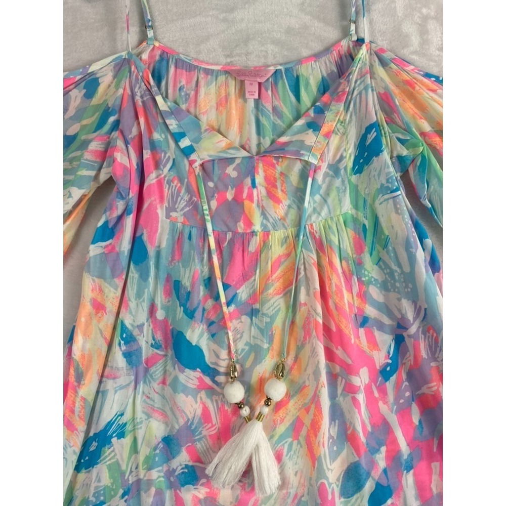 Lily Pulitzer Alanna Dress Sz M Sparkling Sands Print Coastal Resort Beach - Picture 3 of 12